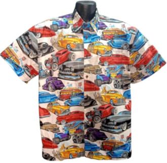 Hot Rod, Classic Car, and Diner Hawaiian Shirt- Made in USA